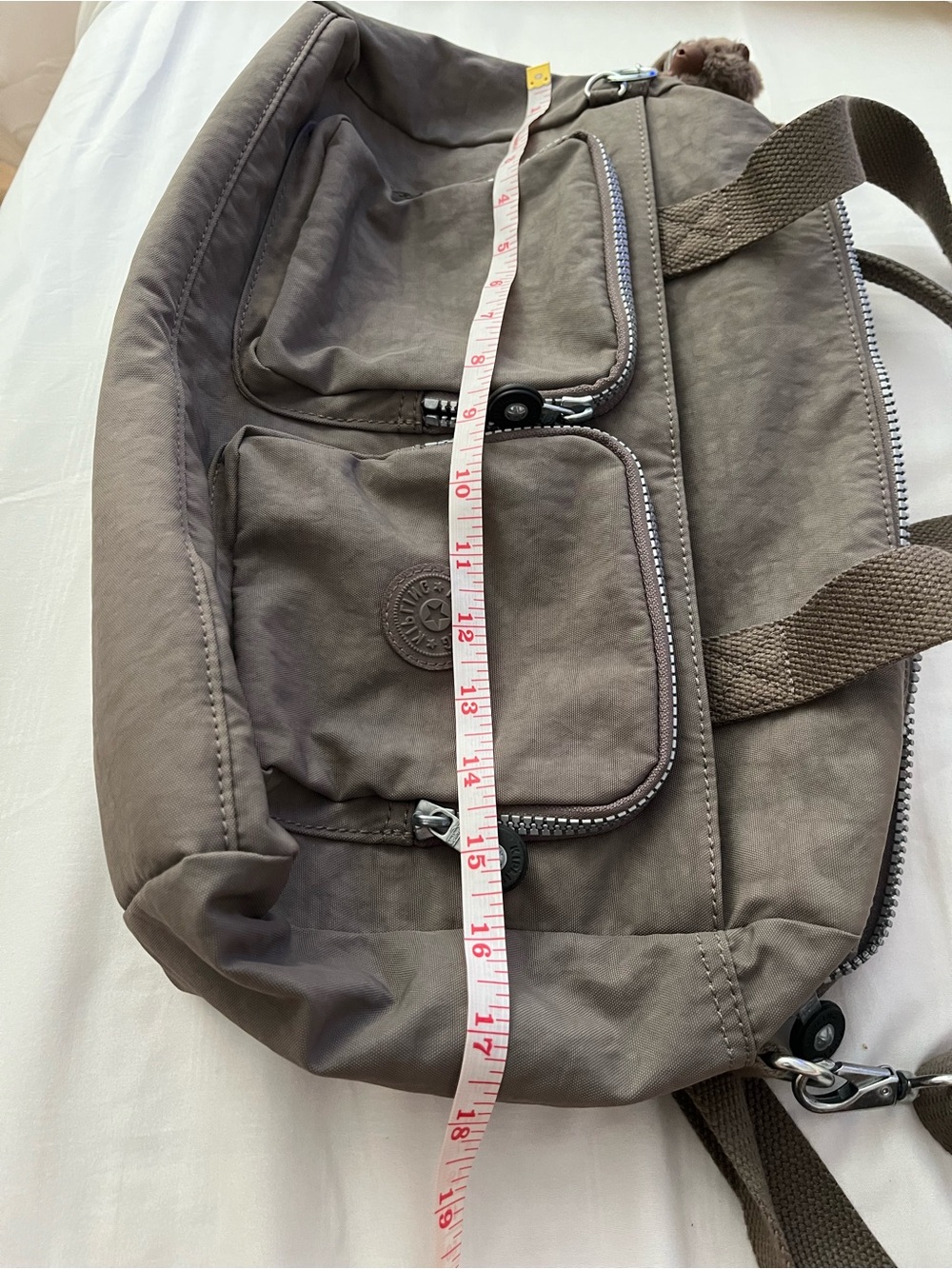 Kipling Cyrene Nylon Taupe Crossbody Satchel - Picture 9 of 12